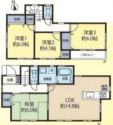 　LDKは約14.8帖の広さです◎各居室に収納スペースがございますのでスッキリとした住空間でお過ごしいただけます◎全室南向きの明るい住まいです◎